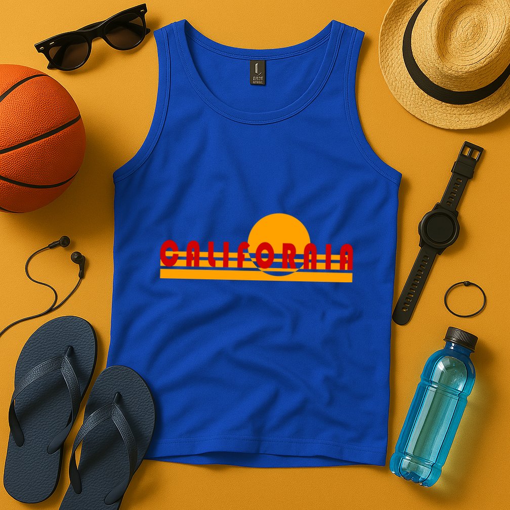 Vintage Retro California Simple Sinset Tank Top