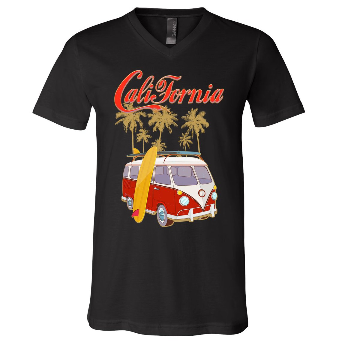 Vintage Retro California Surf Van V-Neck T-Shirt
