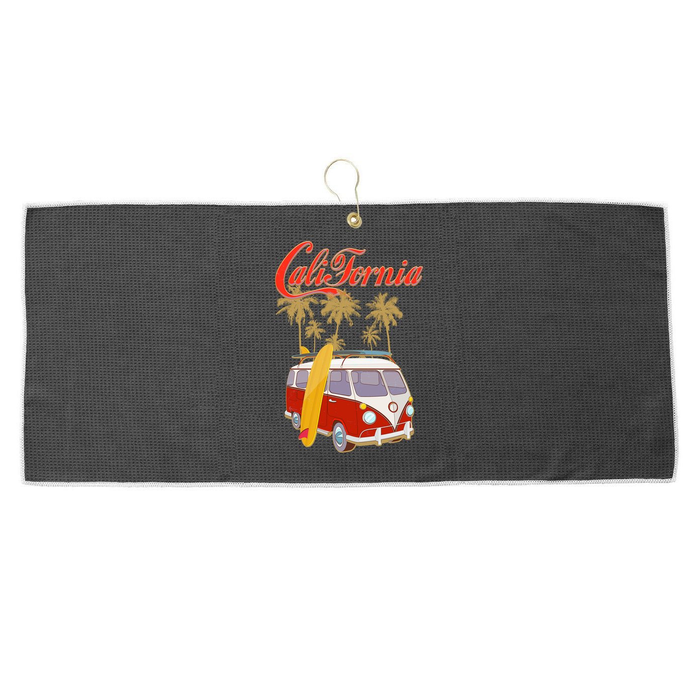 Vintage Retro California Surf Van Large Microfiber Waffle Golf Towel
