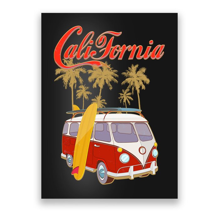 Vintage Retro California Surf Van Poster
