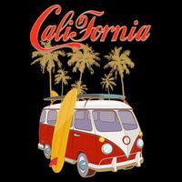 Vintage Retro California Surf Van Poster