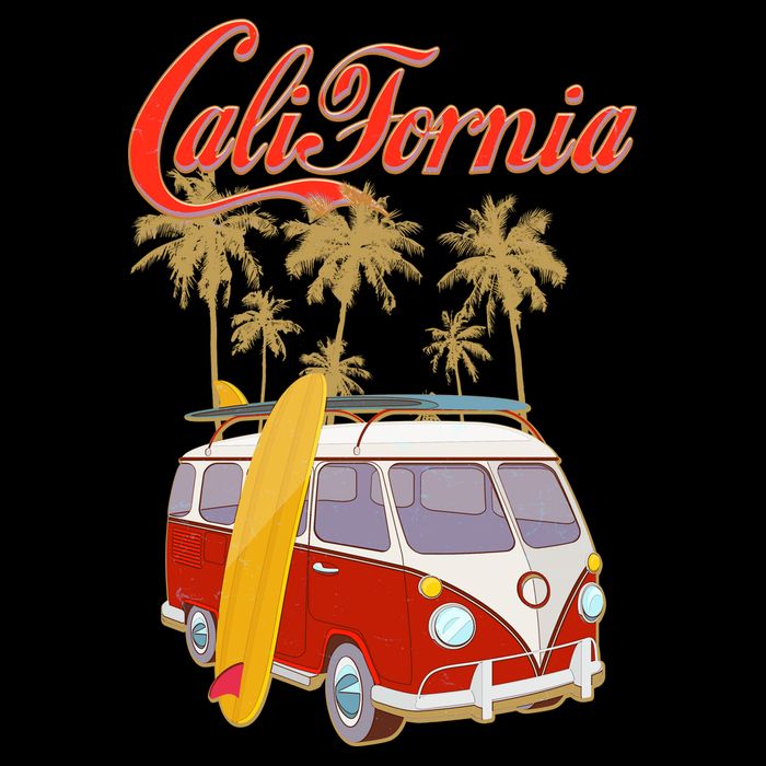 Vintage Retro California Surf Van Poster