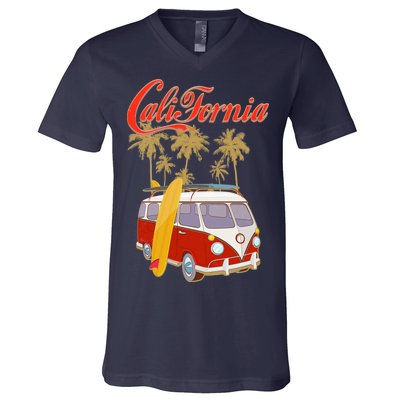 Vintage Retro California Surf Van V-Neck T-Shirt