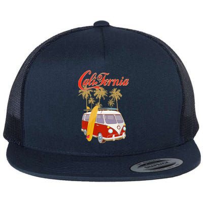 Vintage Retro California Surf Van Flat Bill Trucker Hat