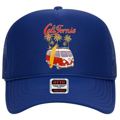 Vintage Retro California Surf Van High Crown Mesh Back Trucker Hat