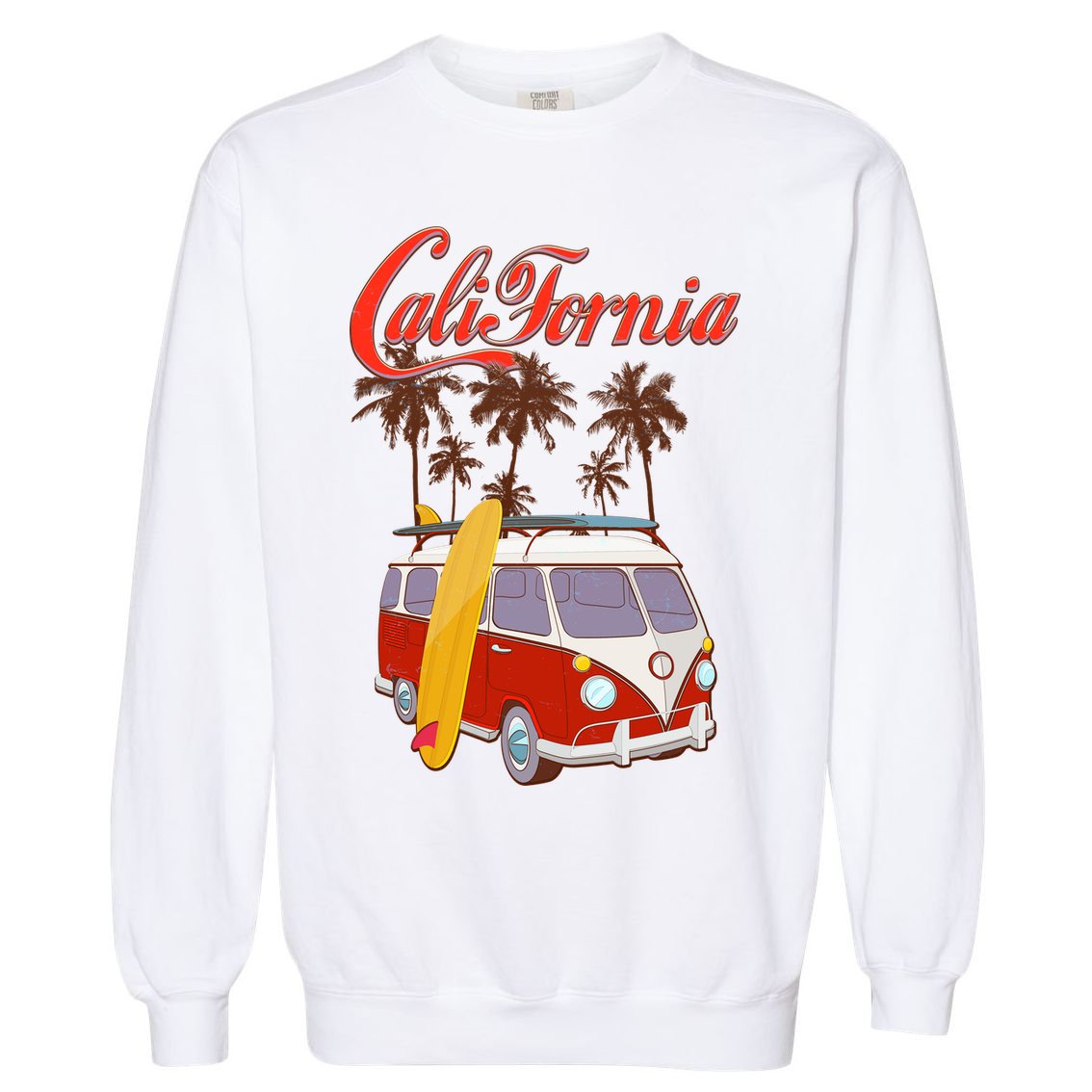 Vintage Retro California Surf Van Garment-Dyed Sweatshirt