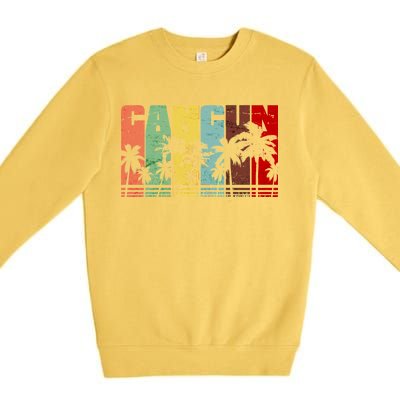 Vintage Retro Cancun Palm Tree Logo Premium Crewneck Sweatshirt