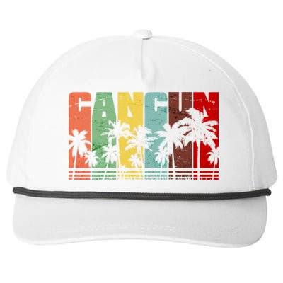 Vintage Retro Cancun Palm Tree Logo Snapback Five-Panel Rope Hat