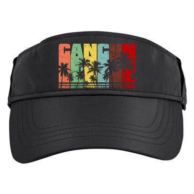 Vintage Retro Cancun Palm Tree Logo Adult Drive Performance Visor