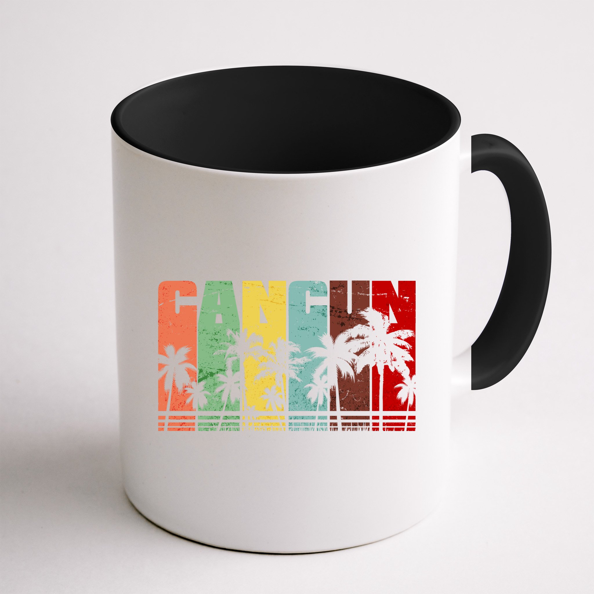 Vintage Retro Cancun Palm Tree Logo Mug