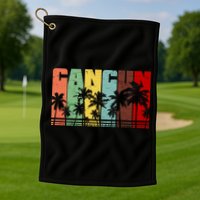 Vintage Retro Cancun Palm Tree Logo Golf Towel