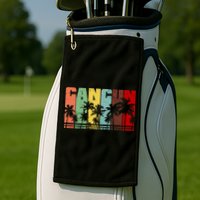 Vintage Retro Cancun Palm Tree Logo Golf Towel