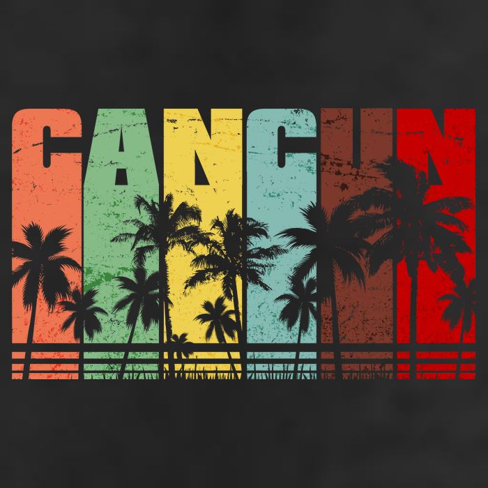 Vintage Retro Cancun Palm Tree Logo Golf Towel