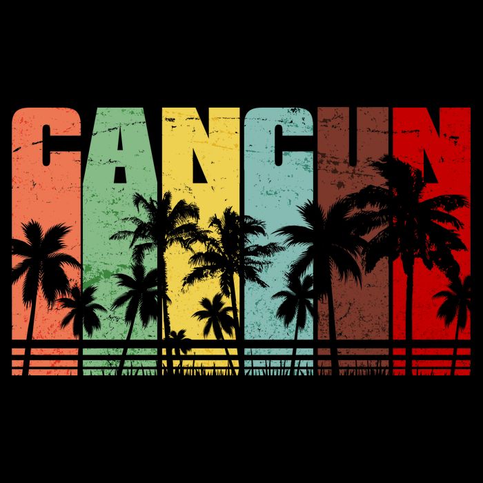 Vintage Retro Cancun Palm Tree Logo Crop Top