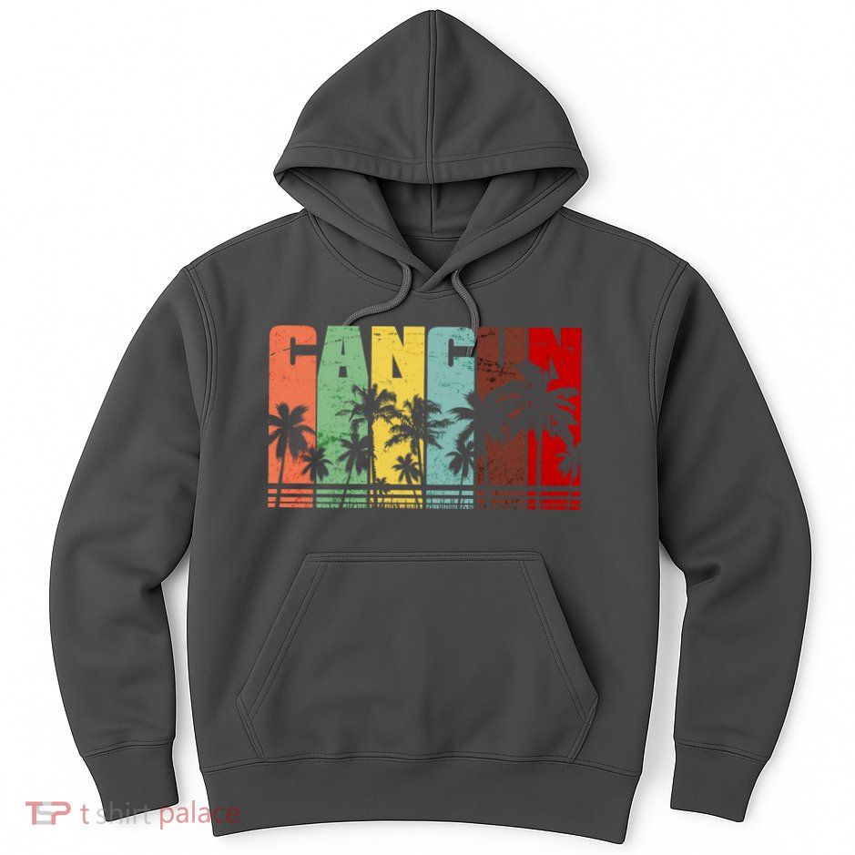 Vintage Retro Cancun Palm Tree Logo Hoodie