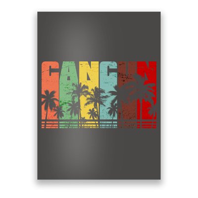 Vintage Retro Cancun Palm Tree Logo Poster