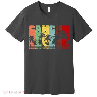 Vintage Retro Cancun Palm Tree Logo Premium T-Shirt