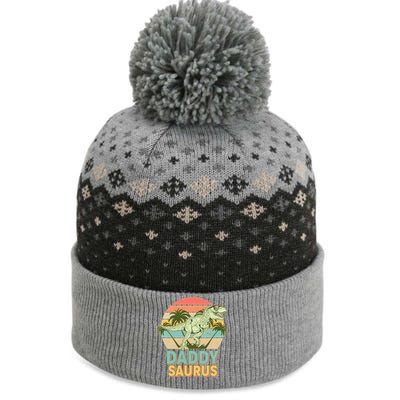 Vintage Retro Daddy Saurus T-Rex Dinosaur The Baniff Cuffed Pom Beanie