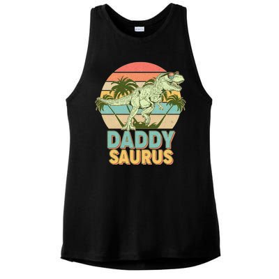 Vintage Retro Daddy Saurus T-Rex Dinosaur Ladies PosiCharge Tri-Blend Wicking Tank