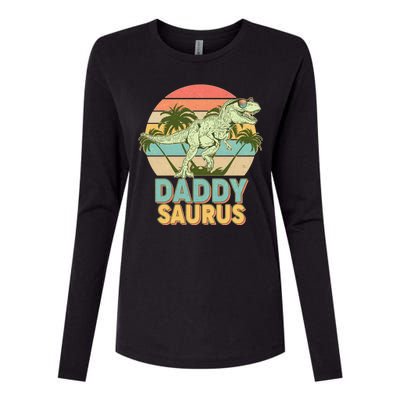 Vintage Retro Daddy Saurus T-Rex Dinosaur Womens Cotton Relaxed Long Sleeve T-Shirt