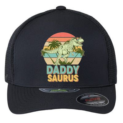 Vintage Retro Daddy Saurus T-Rex Dinosaur Flexfit Unipanel Trucker Cap