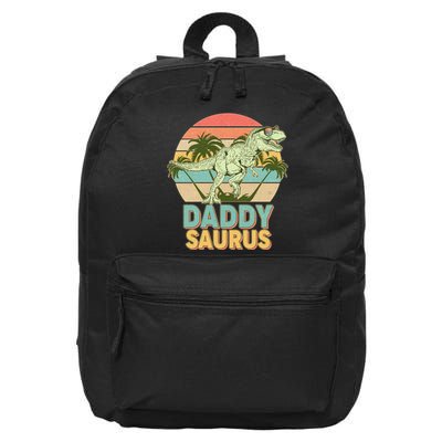 Vintage Retro Daddy Saurus T-Rex Dinosaur 16 in Basic Backpack
