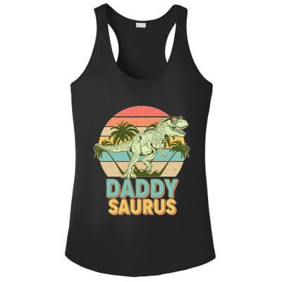 Vintage Retro Daddy Saurus T-Rex Dinosaur Ladies PosiCharge Competitor Racerback Tank