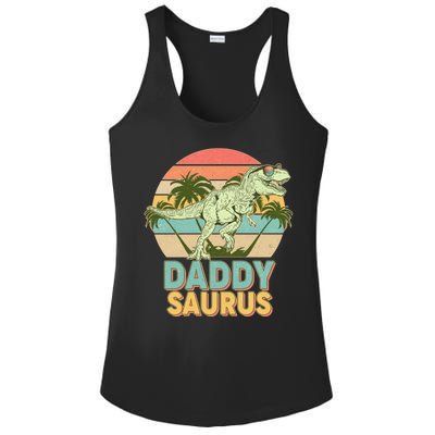 Vintage Retro Daddy Saurus T-Rex Dinosaur Ladies PosiCharge Competitor Racerback Tank