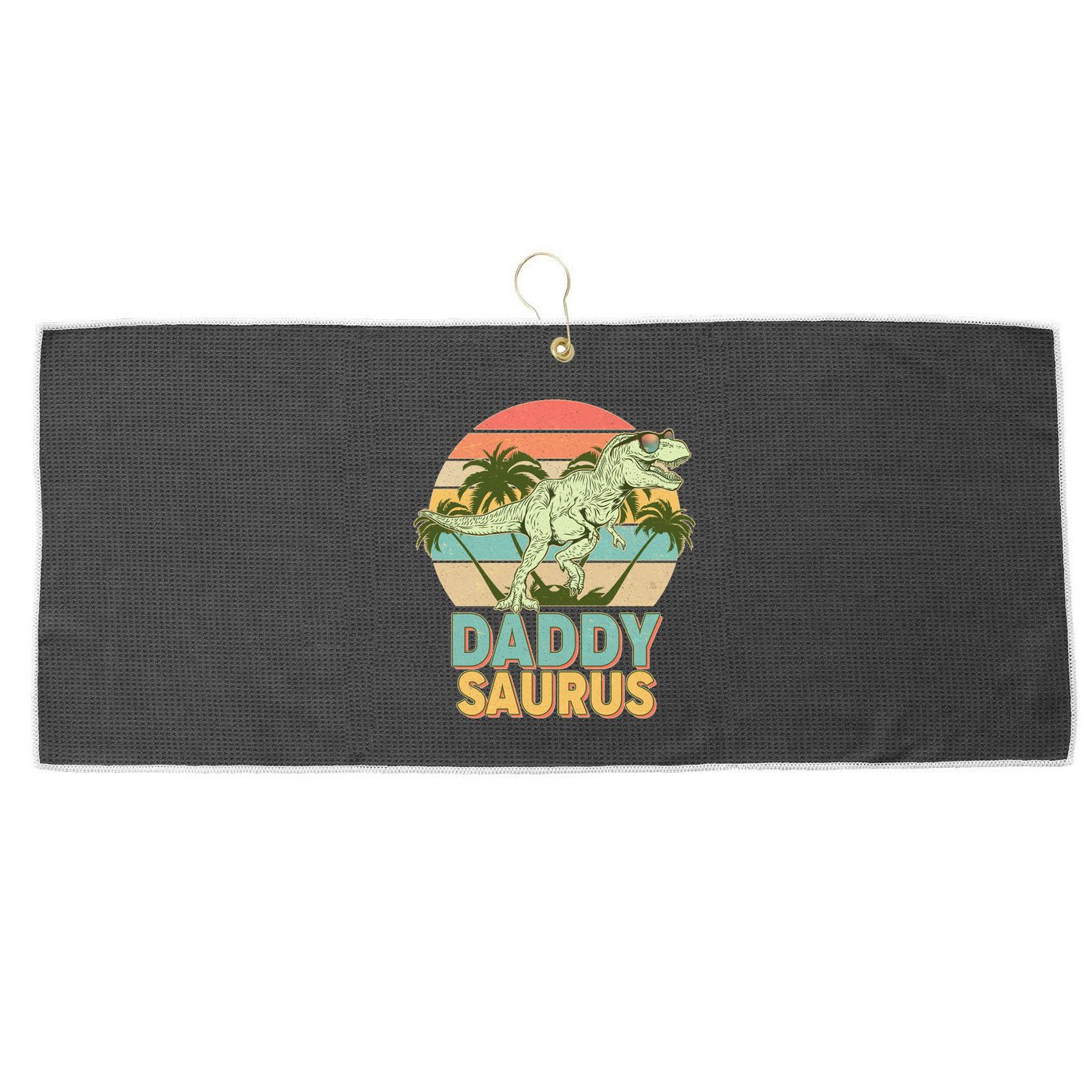 Vintage Retro Daddy Saurus T-Rex Dinosaur Large Microfiber Waffle Golf Towel