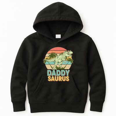 Vintage Retro Daddy Saurus T-Rex Dinosaur Kids Hoodie