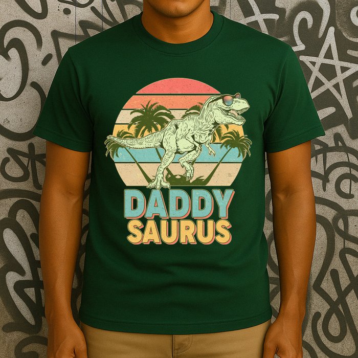 Vintage Retro Daddy Saurus T-Rex Dinosaur T-Shirt