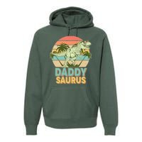 Vintage Retro Daddy Saurus T-Rex Dinosaur Premium Hoodie