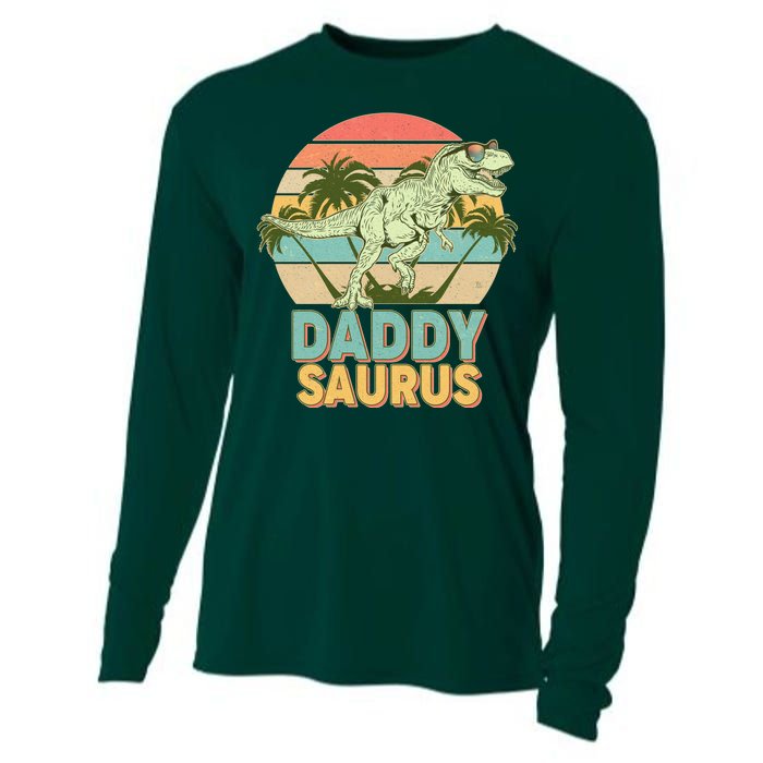 Vintage Retro Daddy Saurus T-Rex Dinosaur Cooling Performance Long Sleeve Crew