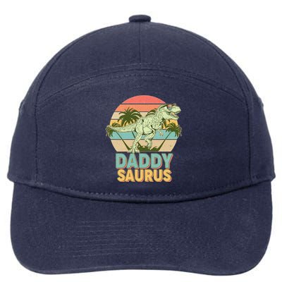 Vintage Retro Daddy Saurus T-Rex Dinosaur 7-Panel Snapback Hat