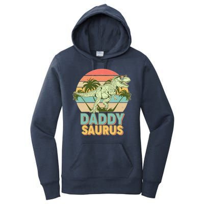 Vintage Retro Daddy Saurus T-Rex Dinosaur Women's Pullover Hoodie