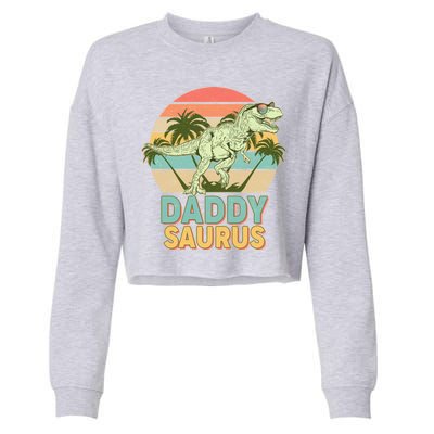 Vintage Retro Daddy Saurus T-Rex Dinosaur Cropped Pullover Crew