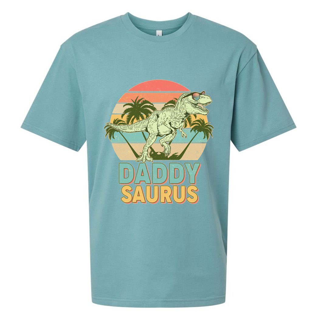 Vintage Retro Daddy Saurus T-Rex Dinosaur Sueded Cloud Jersey T-Shirt