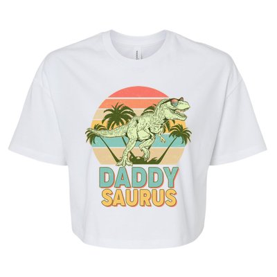 Vintage Retro Daddy Saurus T-Rex Dinosaur Bella+Canvas Jersey Crop Tee