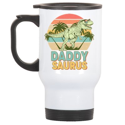 Vintage Retro Daddy Saurus T-Rex Dinosaur Stainless Steel Travel Mug