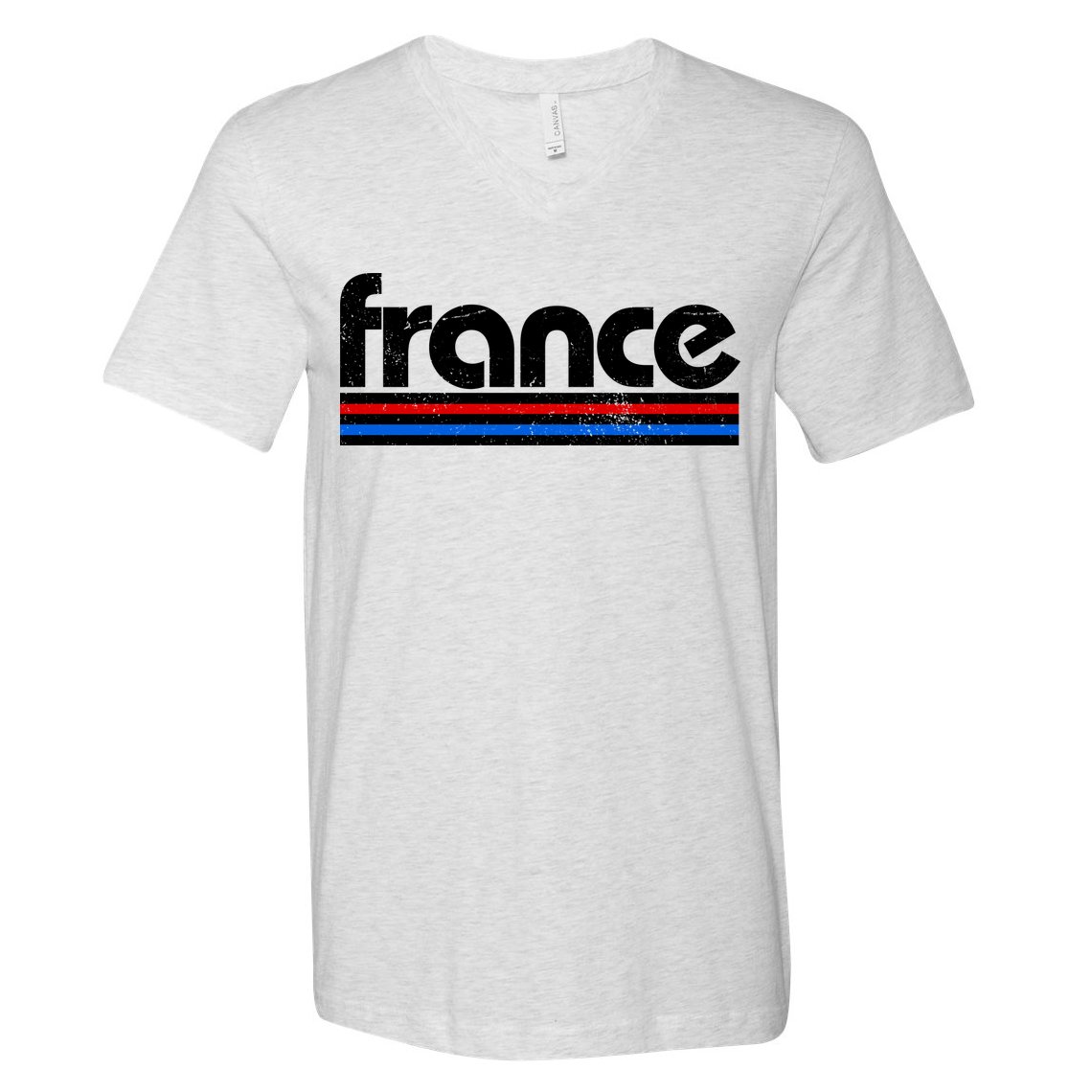 Vintage Retro France Logo V-Neck T-Shirt