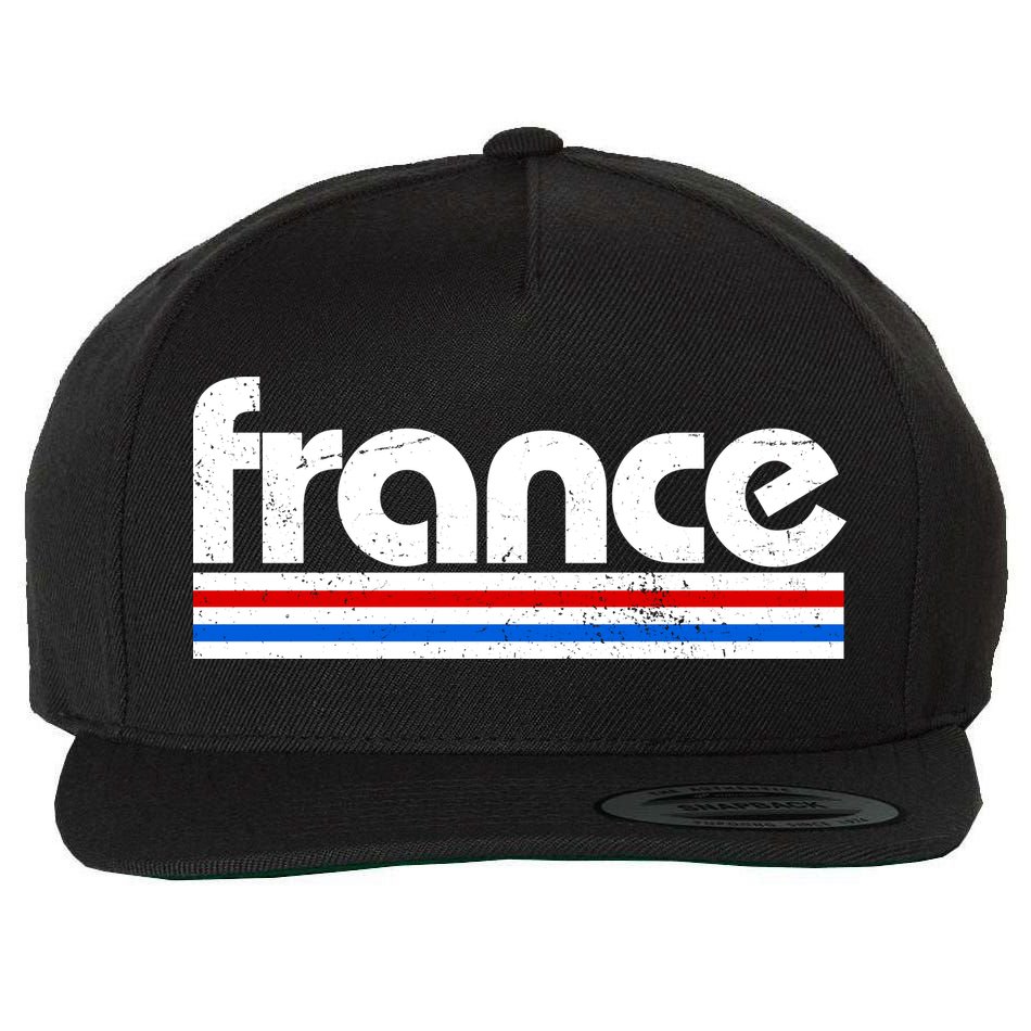 Vintage Retro France Logo Wool Snapback Cap