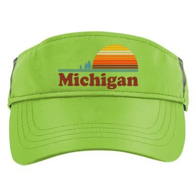 Vintage Retro Michigan Sunset Logo Adult Drive Performance Visor