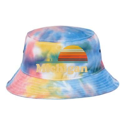 Vintage Retro Michigan Sunset Logo Tie Dye Newport Bucket Hat