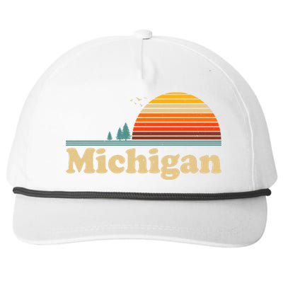 Vintage Retro Michigan Sunset Logo Snapback Five-Panel Rope Hat