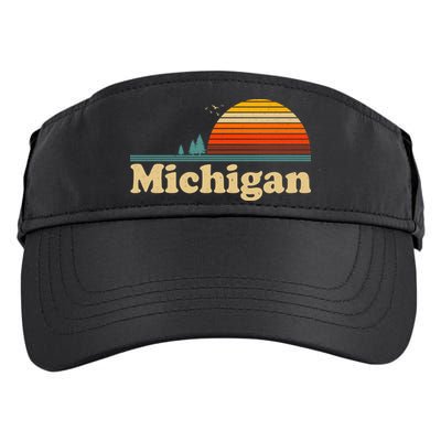 Vintage Retro Michigan Sunset Logo Adult Drive Performance Visor