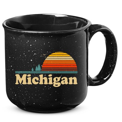 Vintage Retro Michigan Sunset Logo 15oz Campfire Ceramic Mug