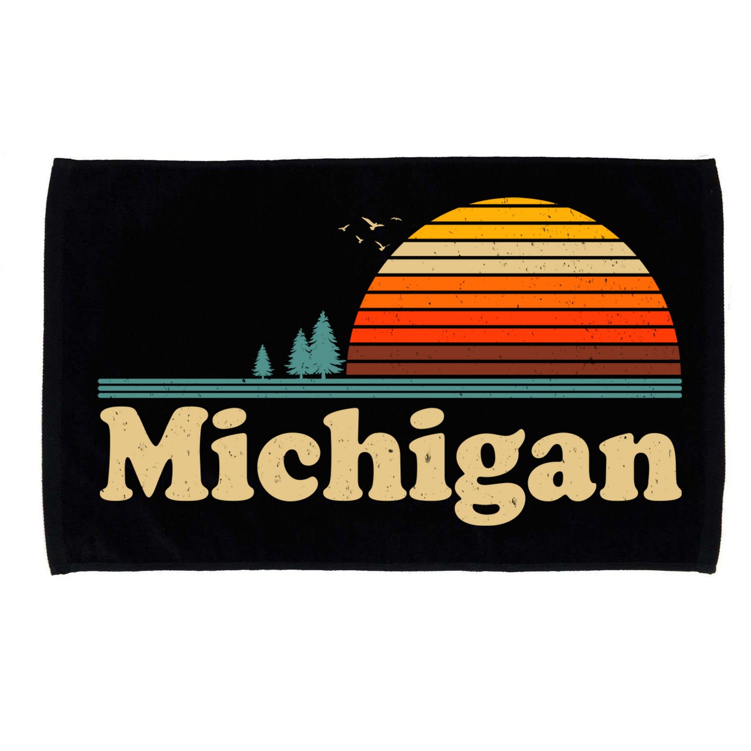 Vintage Retro Michigan Sunset Logo Microfiber Hand Towel