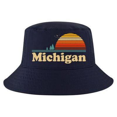 Vintage Retro Michigan Sunset Logo Cool Comfort Performance Bucket Hat