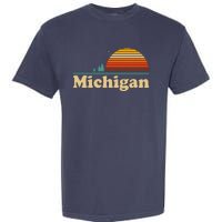 Vintage Retro Michigan Sunset Logo Garment-Dyed Heavyweight T-Shirt