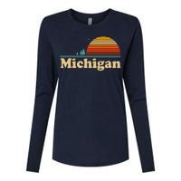 Vintage Retro Michigan Sunset Logo Womens Cotton Relaxed Long Sleeve T-Shirt